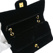 Chanel * 1994-1996 Black Velvet Medium Double Flap Shoulder Bag