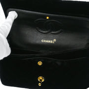 Chanel * 1994-1996 Black Velvet Medium Double Flap Shoulder Bag