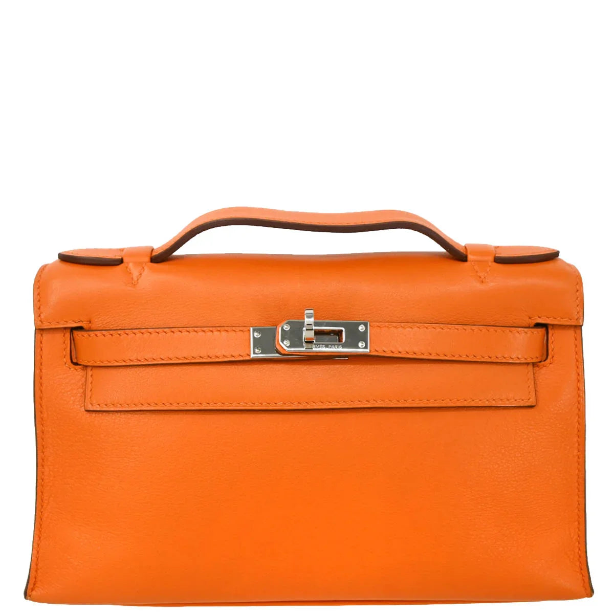 Hermes 2007 Orange Swift Kelly Pochette