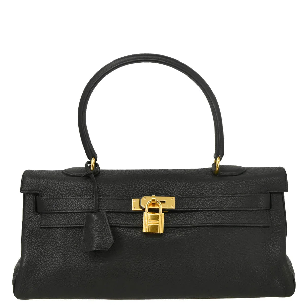 Hermes Black Taurillon Clemence Shoulder Kelly Handbag