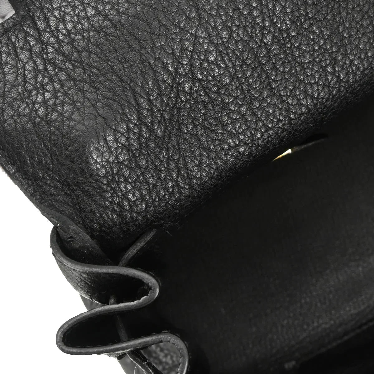 Hermes Black Taurillon Clemence Shoulder Kelly Handbag