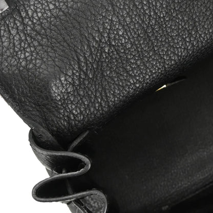 Hermes Black Taurillon Clemence Shoulder Kelly Handbag