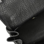 Hermes 2009 Black Taurillon Clemence Shoulder Kelly Handbag