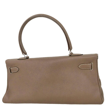 Hermes 2009 Etoupe Gray Taurillon Clemence Shoulder Kelly Handbag