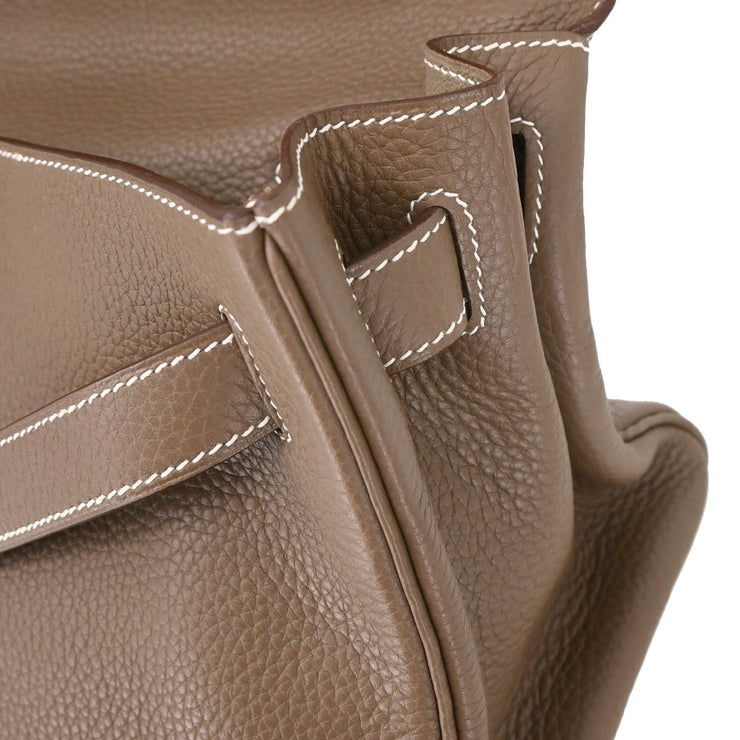 Hermes 2009 Etoupe Gray Taurillon Clemence Shoulder Kelly Handbag