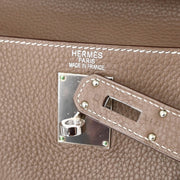 Hermes 2009 Etoupe Gray Taurillon Clemence Shoulder Kelly Handbag