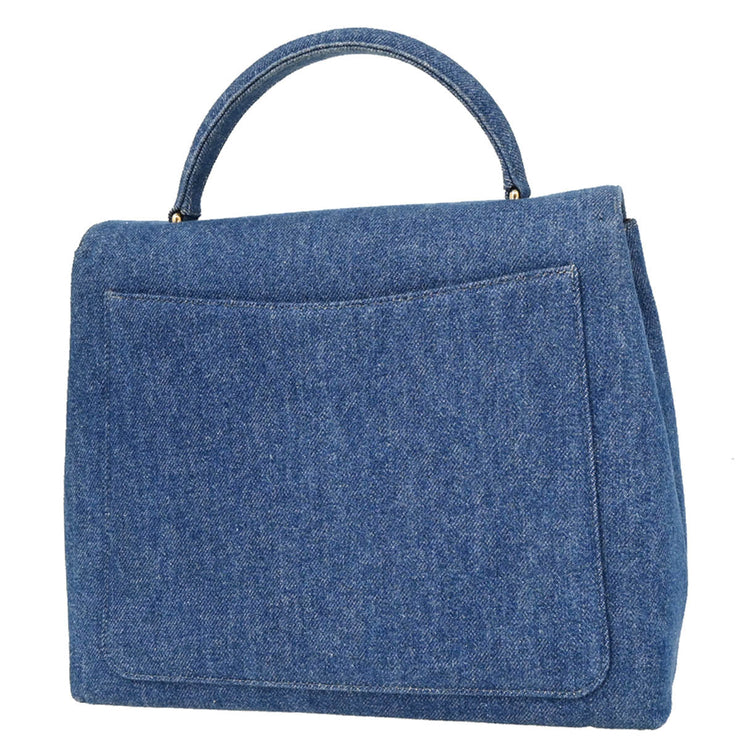 Chanel 1997-1999 Blue Denim Top Handle Handbag