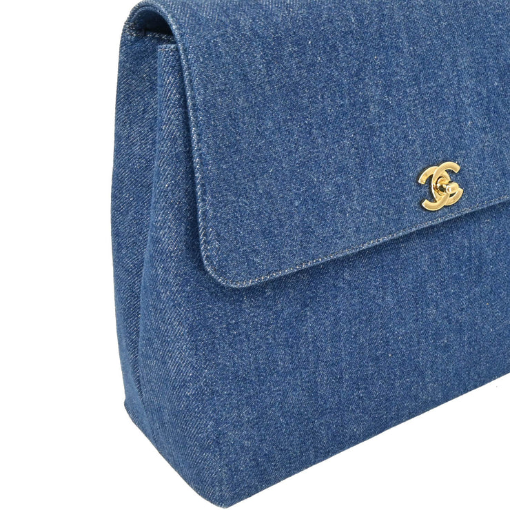 Chanel 1997-1999 Blue Denim Top Handle Handbag