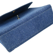 Chanel 1997-1999 Blue Denim Top Handle Handbag