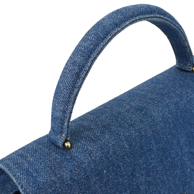 Chanel 1997-1999 Blue Denim Top Handle Handbag