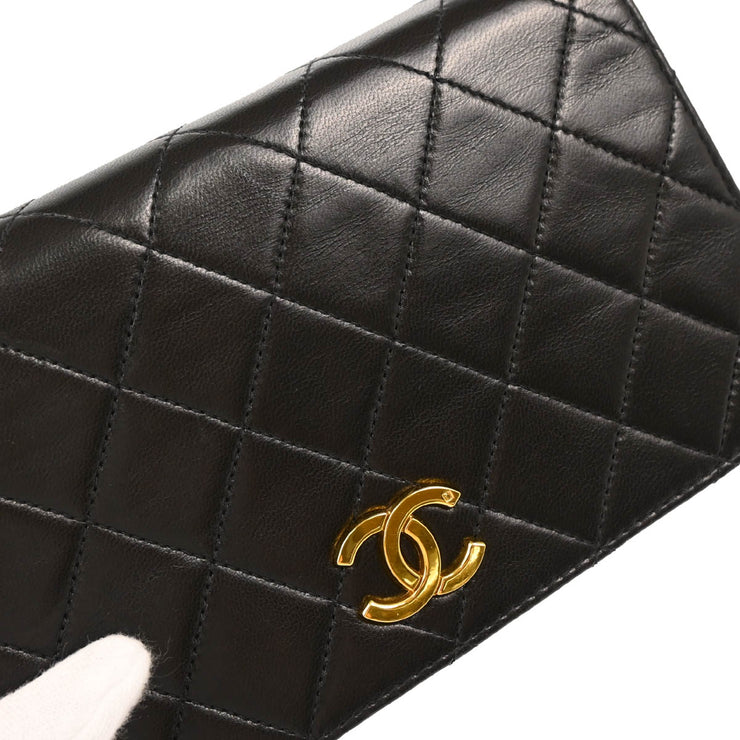 Chanel 1994-1996 Black Lambskin Pushlock Mini Full Flap Shoulder Bag