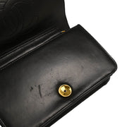 Chanel 1994-1996 Black Lambskin Pushlock Mini Full Flap Shoulder Bag