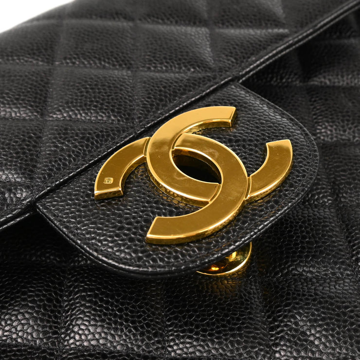 Chanel 1994-1996 Black Caviar Jumbo Classic Flap Bag