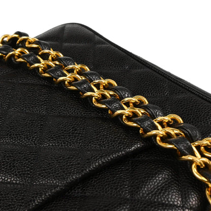 Chanel 1994-1996 Black Caviar Jumbo Classic Flap Bag