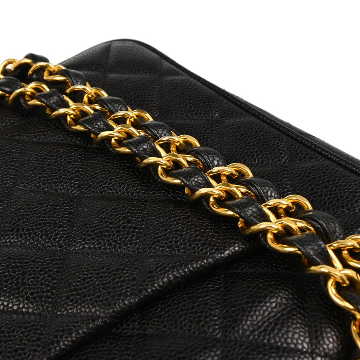 Chanel 1994-1996 Black Caviar Jumbo Classic Flap Bag