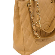 Chanel 2003-2004 Beige Caviar Petite Shopping Tote PST Chain Handbag
