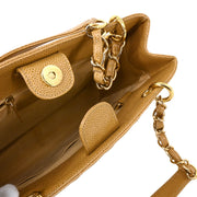 Chanel 2003-2004 Beige Caviar Petite Shopping Tote PST Chain Handbag