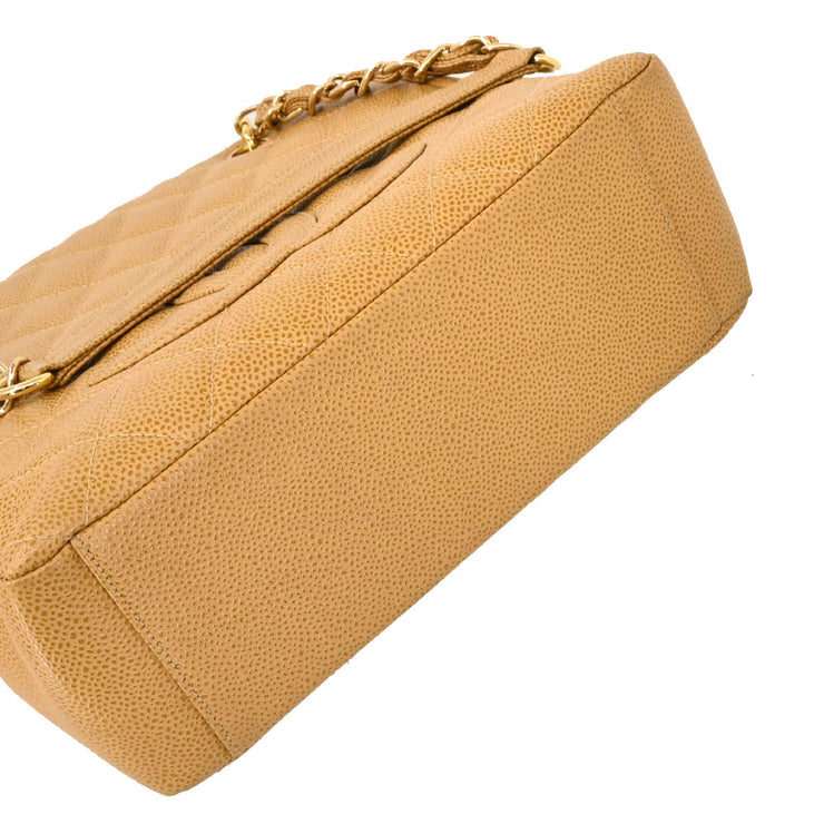 Chanel 2003-2004 Beige Caviar Petite Shopping Tote PST Chain Handbag