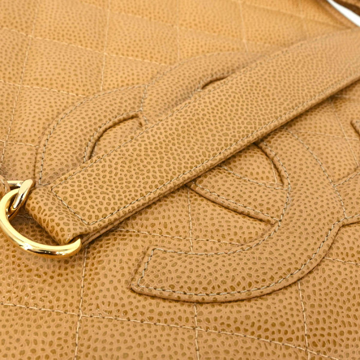 Chanel 2003-2004 Beige Caviar Petite Shopping Tote PST Chain Handbag