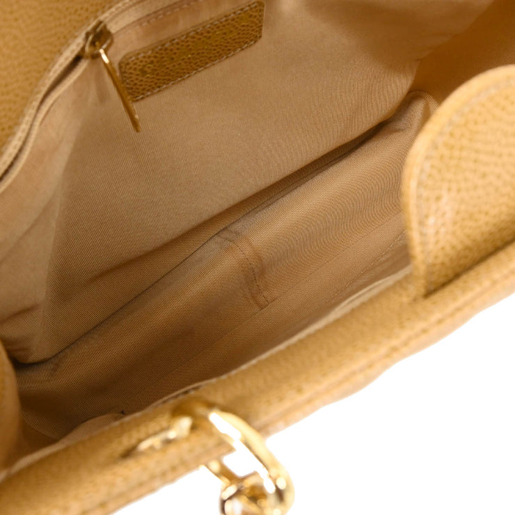 Chanel 2003-2004 Beige Caviar Petite Shopping Tote PST Chain Handbag