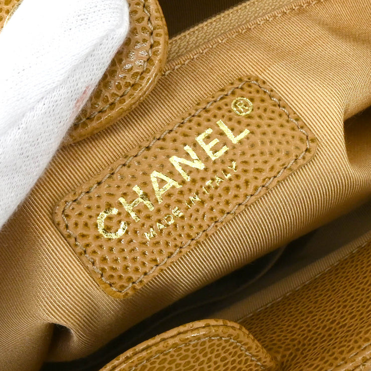 Chanel 2003-2004 Beige Caviar Petite Shopping Tote PST Chain Handbag