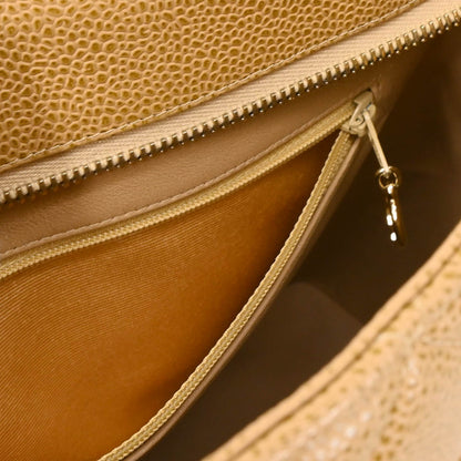 Chanel 2000-2001 Beige Caviar Medallion Tote Handbag