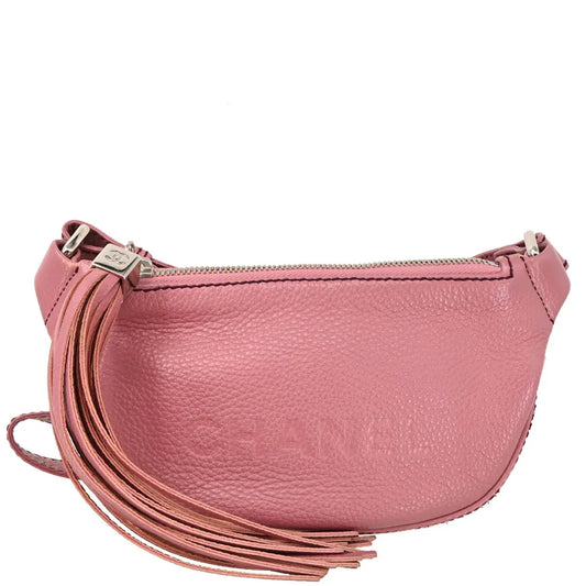 Chanel 2003-2004 Pink Calfskin Fringe Shoulder Bag