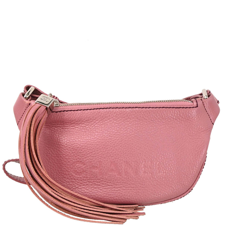 Chanel 2003-2004 Pink Calfskin Fringe Shoulder Bag