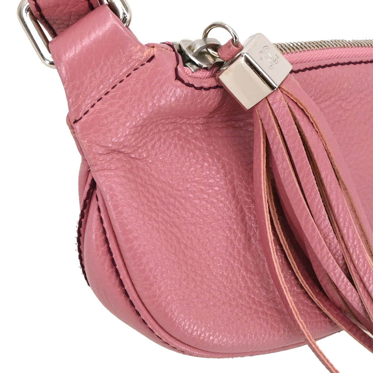 Chanel 2003-2004 Pink Calfskin Fringe Shoulder Bag