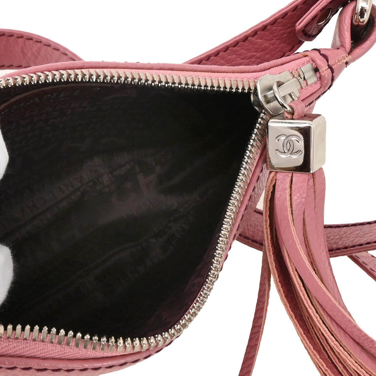 Chanel 2003-2004 Pink Calfskin Fringe Shoulder Bag
