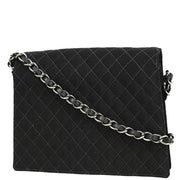 Chanel 2004-2005 Black Canvas Emblem Shoulder Bag