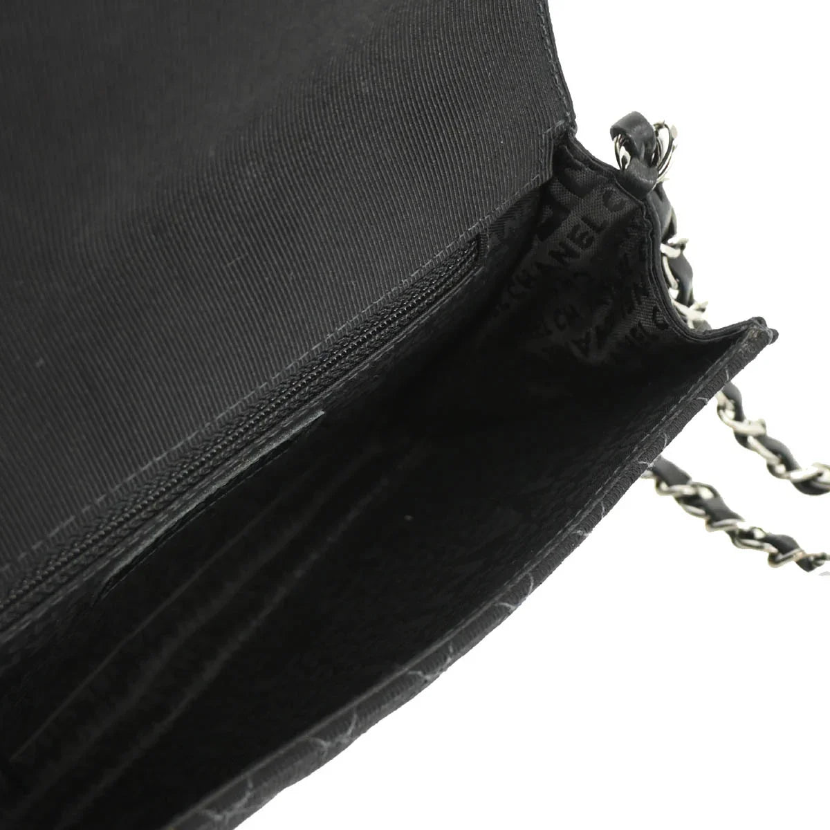 Chanel 2004-2005 Black Canvas Emblem Shoulder Bag