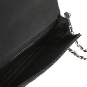 Chanel 2004-2005 Black Canvas Emblem Shoulder Bag