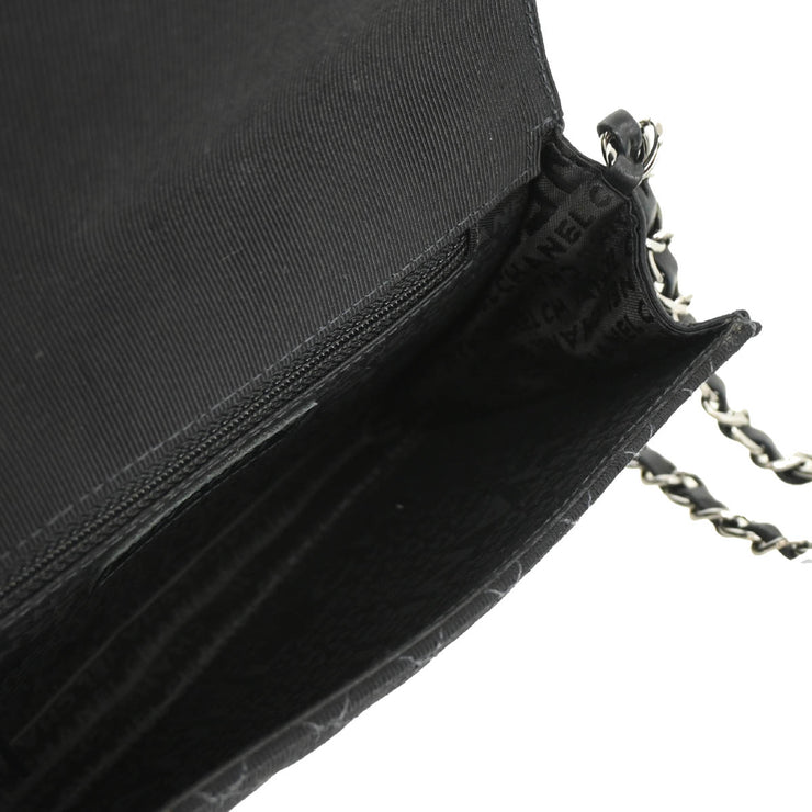 Chanel 2004-2005 Black Canvas Emblem Shoulder Bag