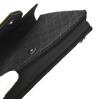 Chanel 2004-2005 Black Canvas Emblem Shoulder Bag
