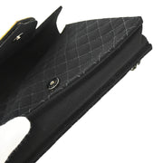 Chanel 2004-2005 Black Canvas Emblem Shoulder Bag