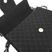 Chanel 2004-2005 Black Canvas Emblem Shoulder Bag