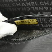 Chanel 2004-2005 Black Canvas Emblem Shoulder Bag