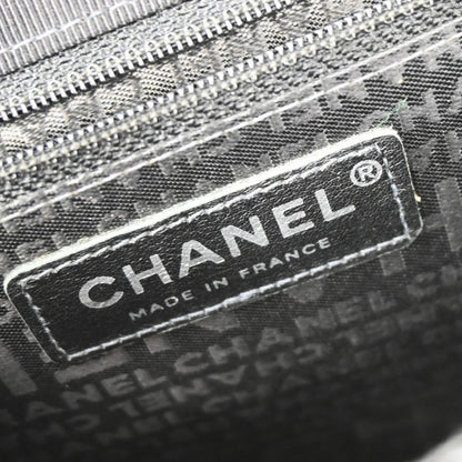 Chanel 2004-2005 Black Canvas Emblem Shoulder Bag