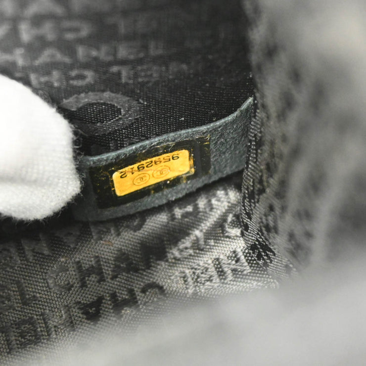 Chanel 2004-2005 Black Canvas Emblem Shoulder Bag