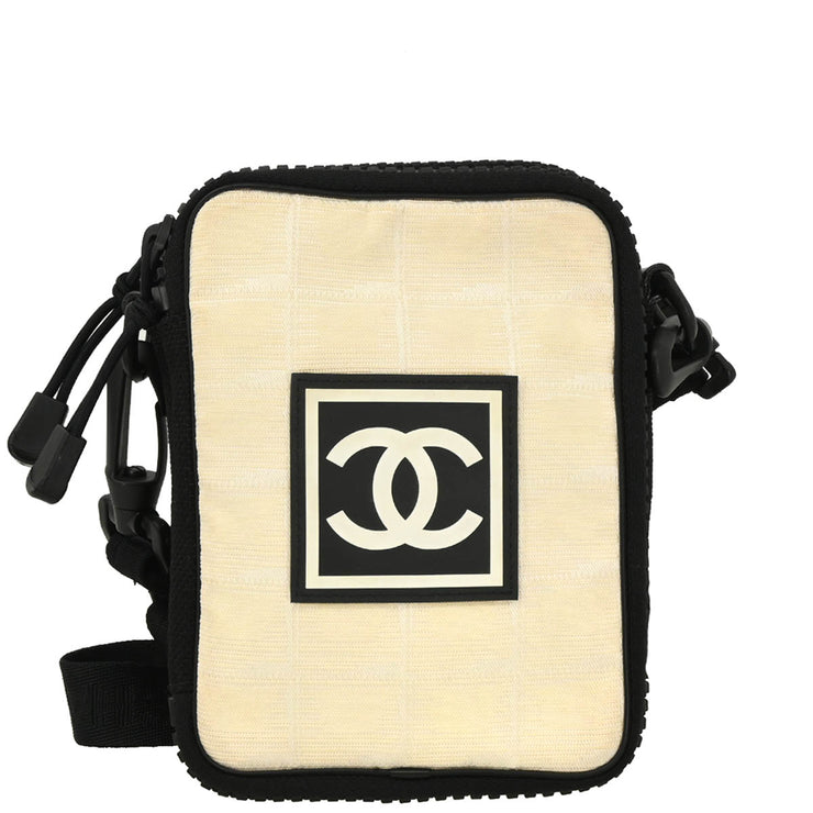 Chanel 2003-2004 Beige Nylon Travel Sport Line Shoulder Bag