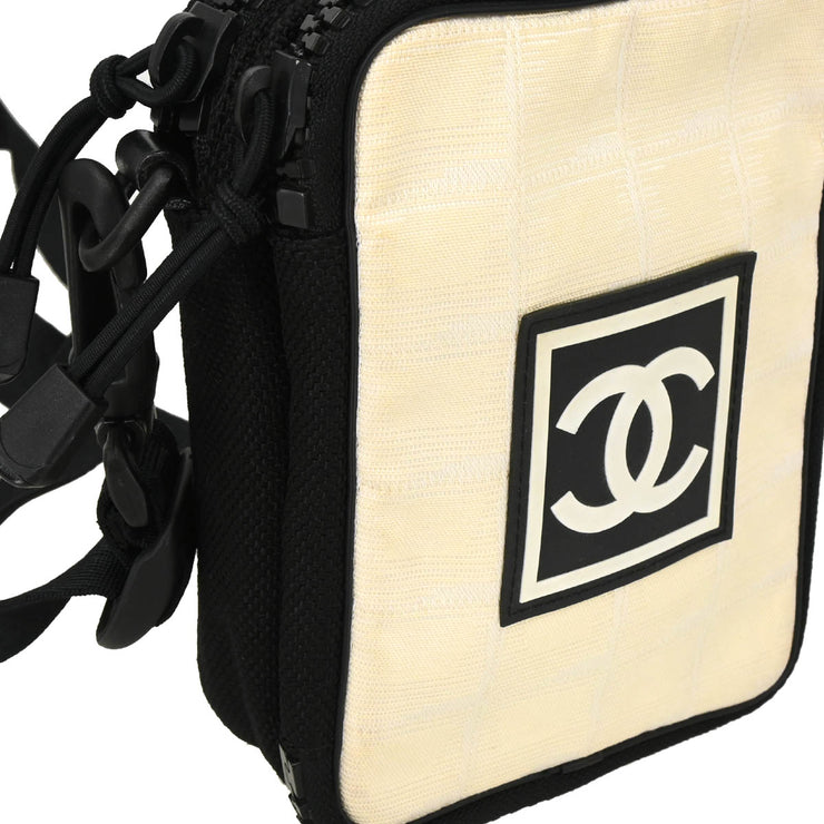 Chanel 2003-2004 Beige Nylon Travel Sport Line Shoulder Bag