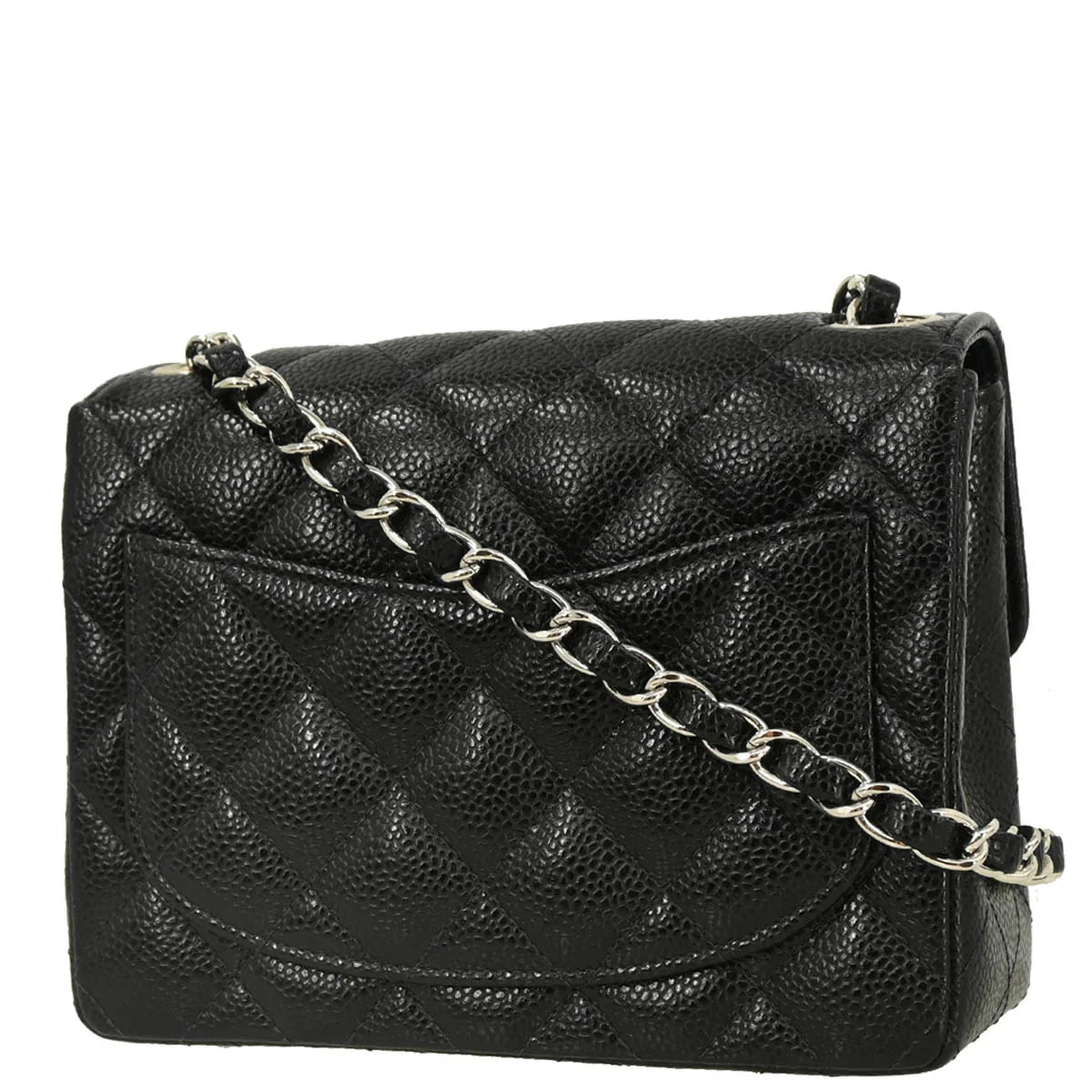 Chanel 2003-2004 Black Caviar Mini Classic Square Flap Bag 17