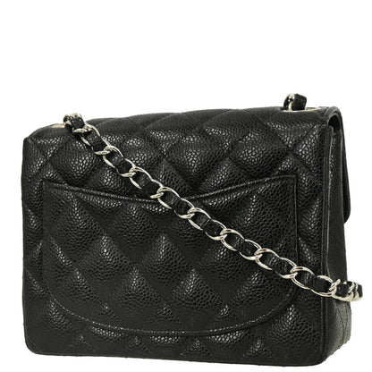 Chanel 2003-2004 Black Caviar Mini Classic Square Flap Bag 17