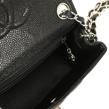Chanel 2003-2004 Black Caviar Mini Classic Square Flap Bag 17
