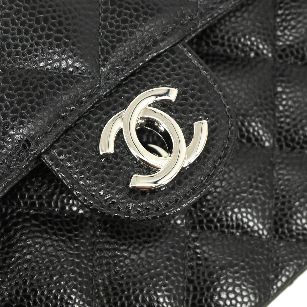 Chanel 2003-2004 Black Caviar Mini Classic Square Flap Bag 17