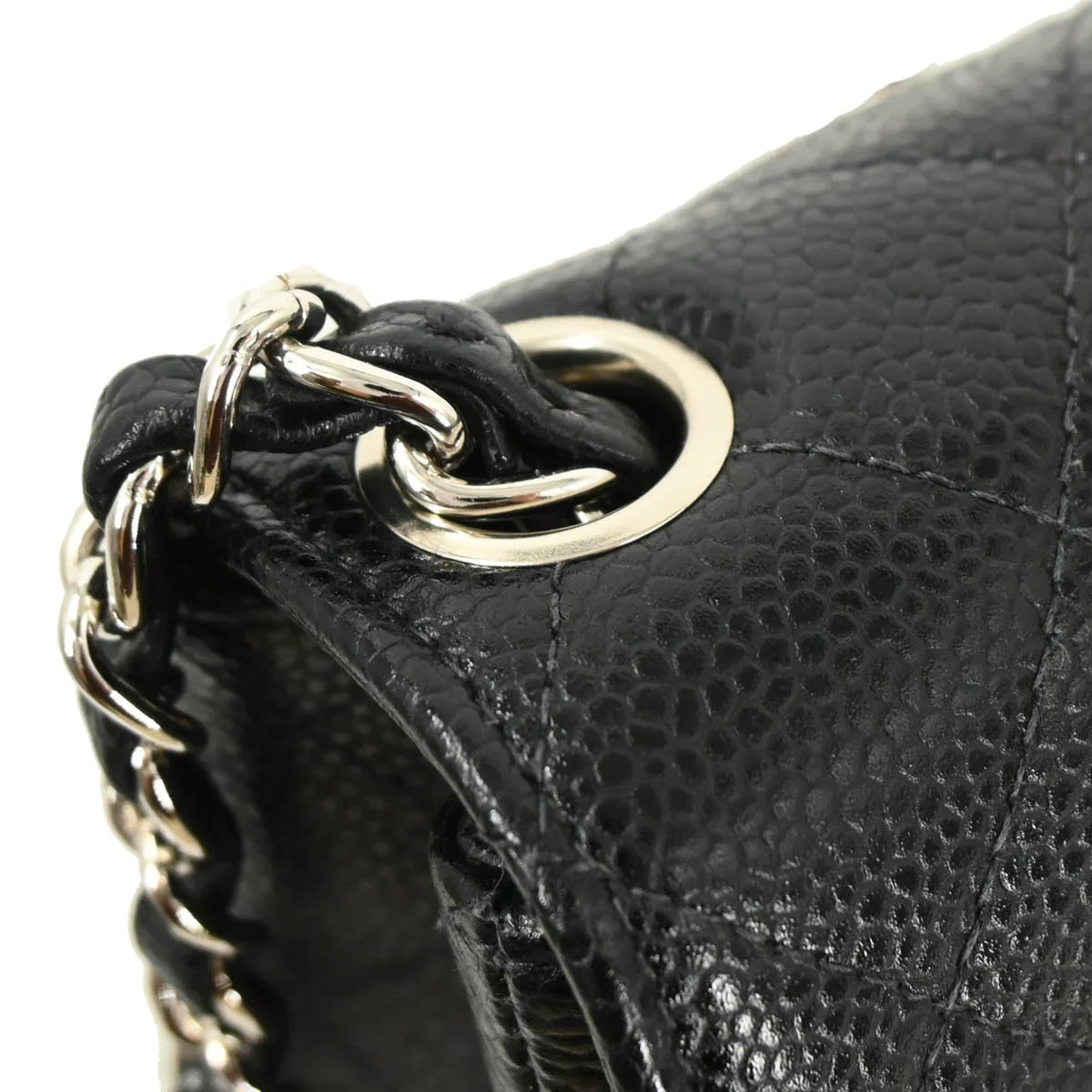 Chanel 2003-2004 Black Caviar Mini Classic Square Flap Bag 17