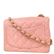 Chanel 2003-2004 Pink Caviar Mini Classic Square Flap Bag