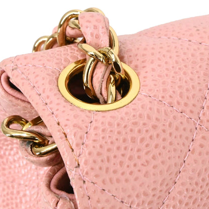 Chanel 2003-2004 Pink Caviar Mini Classic Square Flap Bag