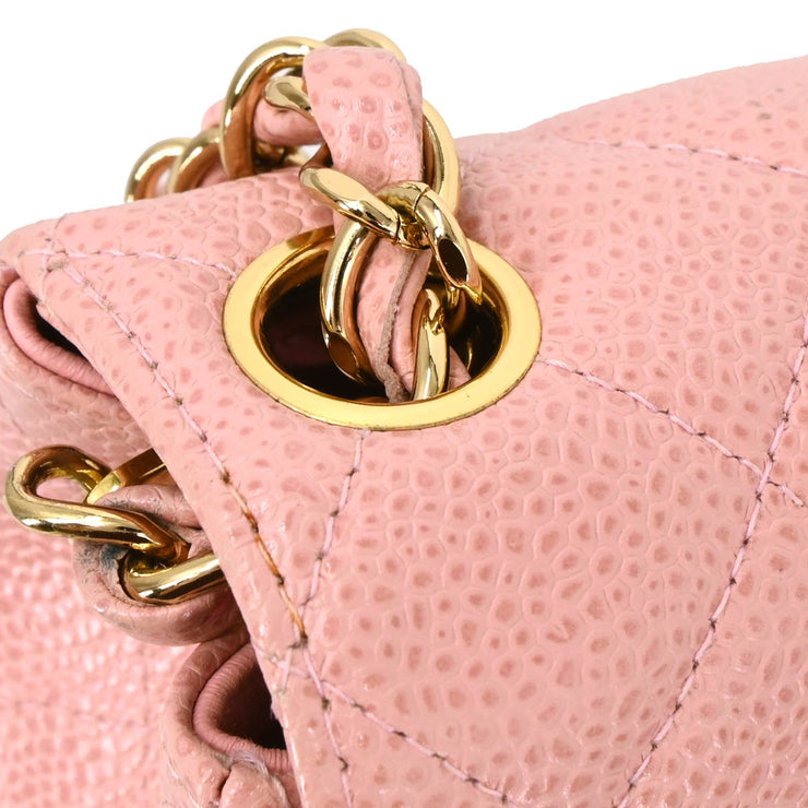 Chanel 2003-2004 Pink Caviar Mini Classic Square Flap Bag